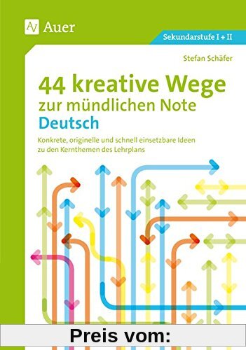 44 kreative Wege zur mündlichen Note Deutsch: Tipps und Methoden für abwechslungsreiche und faire mündliche Leistungserhebungen (5. bis 10. Klasse)
